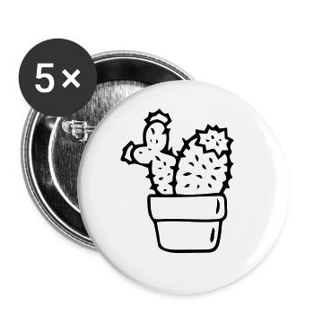 Kaktus Kakteen Geschenkidee - Buttons groß 56 mm (5er Pack) - Weiß - Vorne