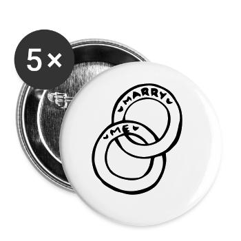 Marry me Marriage Proposal Wedding Gift Idea - Buttons large 2.2''/56 mm (5-pack) - white - Front