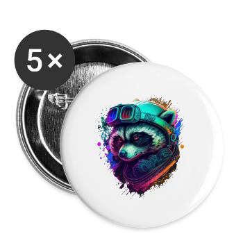 Raton Cosmo Néon Astral - Lot de 5 grands badges (56 mm) - blanc - Devant