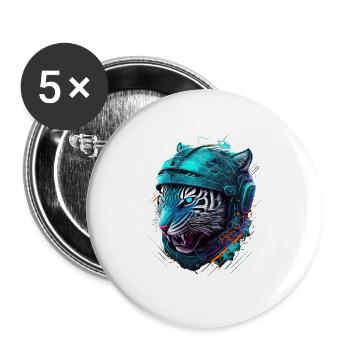 Tigre Neon Casque Grafiti - Lot de 5 grands badges (56 mm) - blanc - Devant