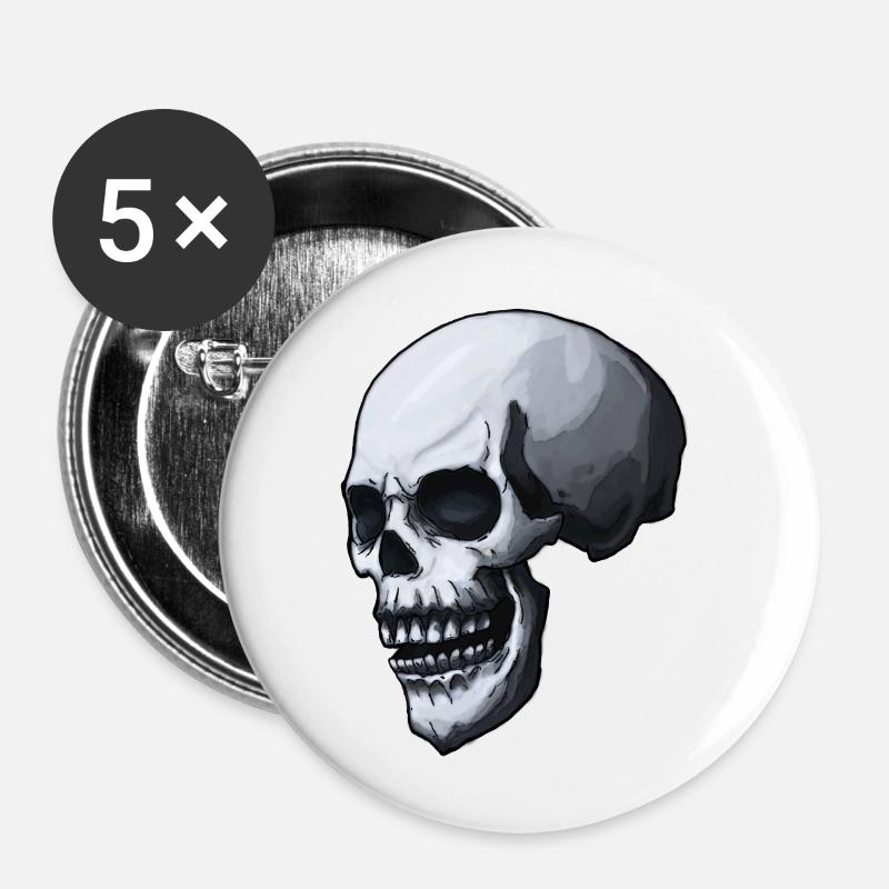 Skull - Buttons large 2.2''/56 mm (5-pack) - white