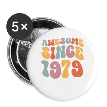 1979 Anniversaire de naissance Groovy Vintage Retro - Lot de 5 grands badges (56 mm) - blanc - Devant