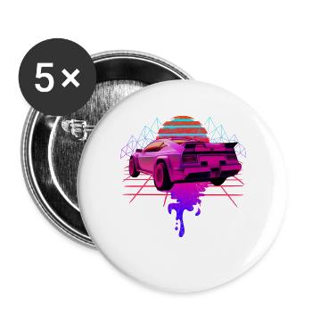 Retro Wave Racing Supercar - Buttons large 2.2''/56 mm (5-pack) - white - Front