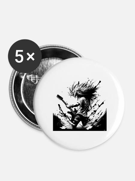 Guitar Player - Buttons groß 56 mm (5er Pack) - Weiß