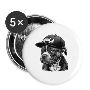 Bulldog Streetwear Cap Black - Buttons large 2.2''/56 mm (5-pack) - white - Front