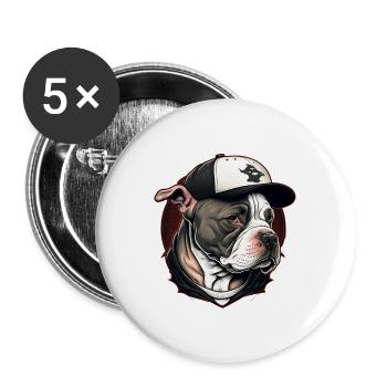 Bulldog streetwear casquette - Lot de 5 grands badges (56 mm) - blanc - Devant