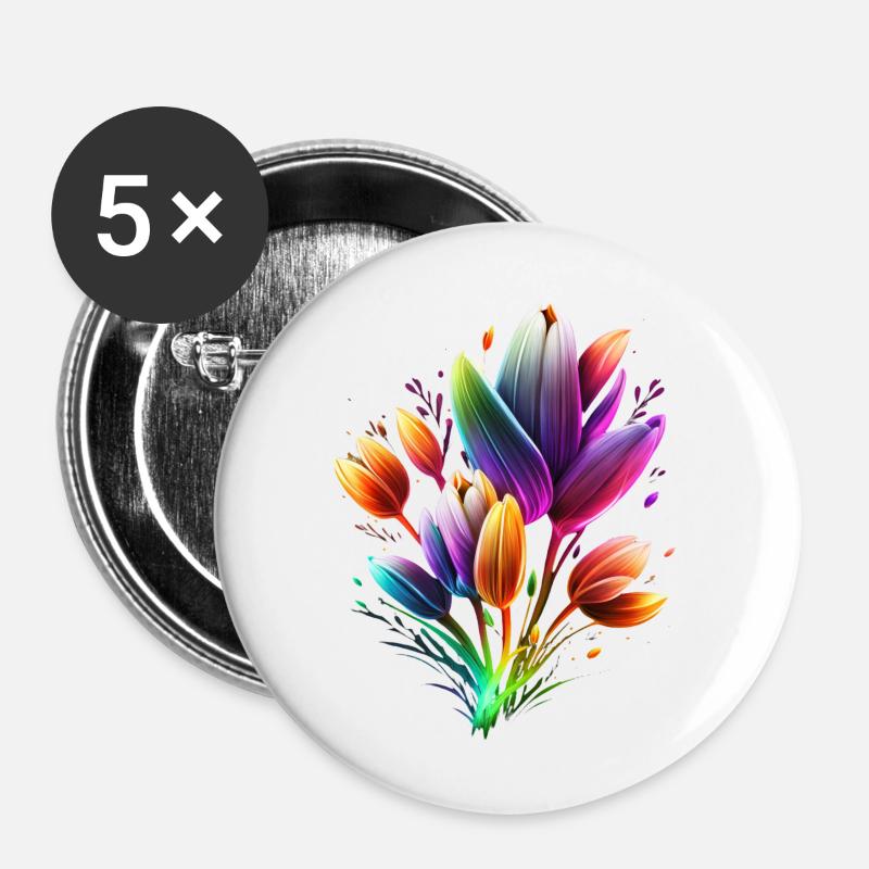 BEAUTIFUL CROCUS FLOWER - Buttons large 2.2''/56 mm (5-pack) - white