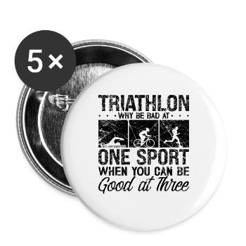 Triathlon Pourquoi être mauvais à l’entraînement Amateur de triathlon - Lot de 5 grands badges (56 mm) - blanc - Devant