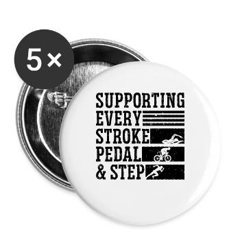 Soutenir chaque amateur de triathlon de course de pédales de course - Lot de 5 grands badges (56 mm) - blanc - Devant