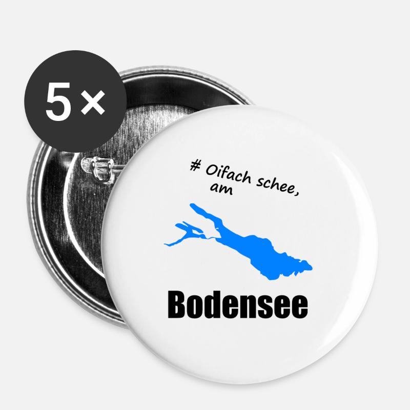 # Oifach schee, am Bodensee - Buttons groß 56 mm (5er Pack) - Weiß