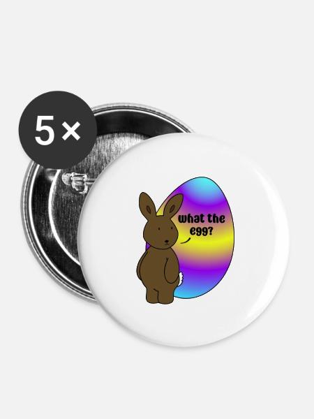 Frohe Ostern - Osterhase mit Osterei - Buttons groß 56 mm (5er Pack) - Weiß