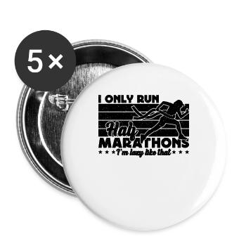 Je ne cours que des semi-marathons Retro Running Marathoner - Lot de 5 grands badges (56 mm) - blanc - Devant