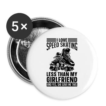I Love Speed Skating Short Track Speed Skater - Buttons large 2.2''/56 mm (5-pack) - white - Front
