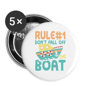 Rule number 1 don t fall off the boat - Buttons groß 56 mm (5er Pack) - Weiß - Vorne
