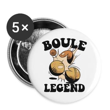 Boulespieler Boulekugel für Bouler Petanque Boule - Buttons groß 56 mm (5er Pack) - Weiß - Vorne