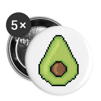 Avocado groß - Buttons groß 56 mm (5er Pack) - Weiß - Vorne
