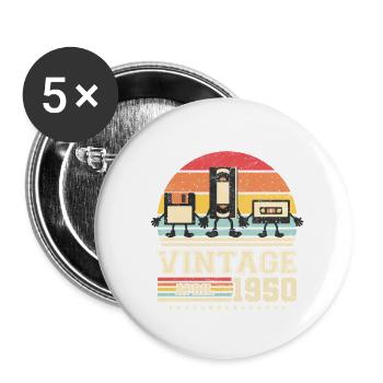 73. Geburtstag April Jahrgang 1950 Geschenkidee - Buttons groß 56 mm (5er Pack) - Weiß - Vorne
