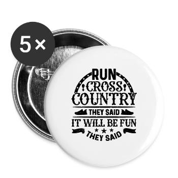 Run Cross Country They Athletic Country Runner - Buttons groß 56 mm (5er Pack) - Weiß - Vorne