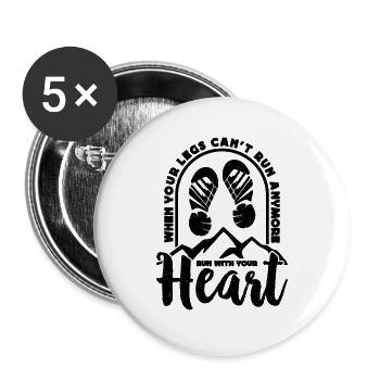 Quand vos jambes ne peuvent pas courir le marathon Country Runner - Lot de 5 grands badges (56 mm) - blanc - Devant