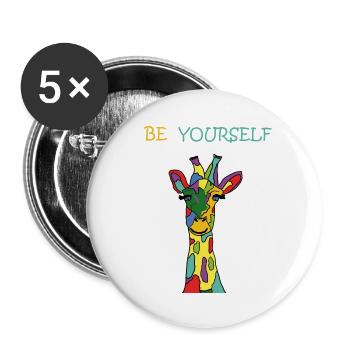 Giraffe Be Yourself Sei Du Selbst Bunt Anders - Buttons groß 56 mm (5er Pack) - Weiß - Vorne