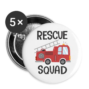 Feuerwehr Feuerwehr - Buttons groß 56 mm (5er Pack) - Weiß - Vorne