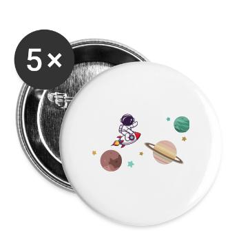 Un astronaute sur une fusée dans l’espace - Lot de 5 grands badges (56 mm) - blanc - Devant