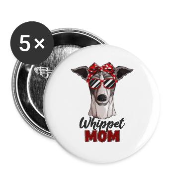 Dog breed Whippet Mom dog owner dog pet - Buttons large 2.2''/56 mm (5-pack) - white - Front