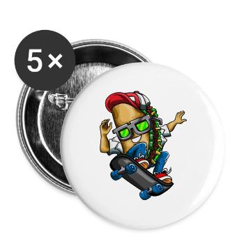 Taco Skateboard Skater Skating Dinco de Mayo - Buttons groß 56 mm (5er Pack) - Weiß - Vorne