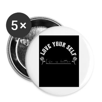 Love youself - Buttons groß 56 mm (5er Pack) - Weiß - Vorne