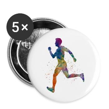 Athlet Läufer - Buttons groß 56 mm (5er Pack) - Weiß - Vorne