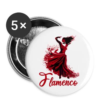 Flamenco Tanz Andalusien Spanischer Tanz - Buttons groß 56 mm (5er Pack) - Weiß - Vorne