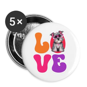 Hund Schnauzer Zwergschnauzer - Buttons groß 56 mm (5er Pack) - Weiß - Vorne