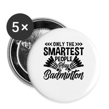 Only The Smartest People Net Shot Badminton Player - Buttons large 2.2''/56 mm (5-pack) - white - Front