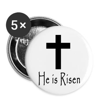 He is Risen - Christian - Buttons groß 56 mm (5er Pack) - Weiß - Vorne