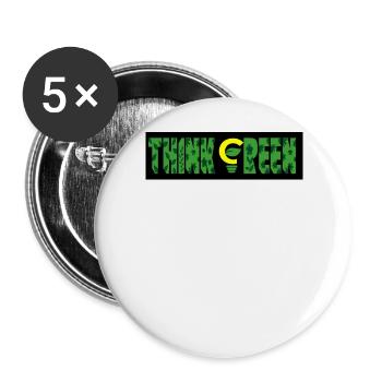 Think Green Leaf Pattern Logo - Buttons large 2.2''/56 mm (5-pack) - white - Front
