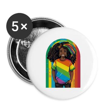 Vivid Rainbow Portrait Art - Buttons large 2.2''/56 mm (5-pack) - white - Front
