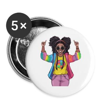 Colorful Rainbow Friendship Design - Buttons large 2.2''/56 mm (5-pack) - white - Front