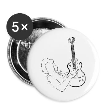 Schwarze Silhouette eines Gitarristen. Elektrogitarre. - Buttons groß 56 mm (5er Pack) - Weiß - Vorne