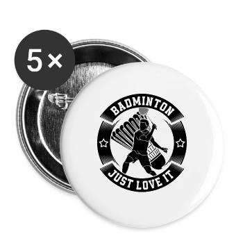 Badminton Just Love It Net Shot Badminton Player - Buttons groß 56 mm (5er Pack) - Weiß - Vorne