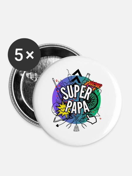 Superdad - Buttons groß 56 mm (5er Pack) - Weiß