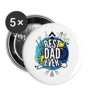 Bester Vater aller Zeiten - Buttons groß 56 mm (5er Pack) - Weiß - Vorne