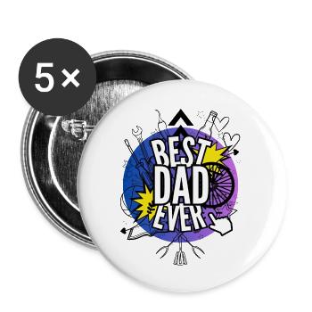 Best Dad Ever - Buttons large 2.2''/56 mm (5-pack) - white - Front