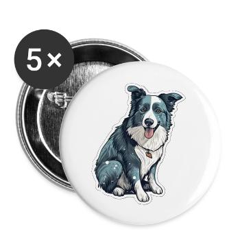 Design Border Collie N°2 - Lot de 5 grands badges (56 mm) - blanc - Devant