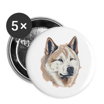 Akita - Buttons groß 56 mm (5er Pack) - Weiß - Vorne