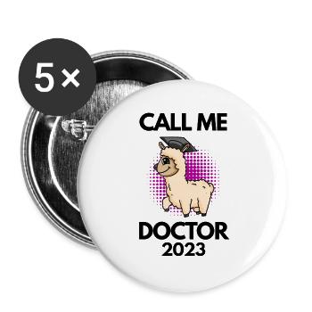 Doktorarbeit Promotion Doktortitel 2023 Doktor - Buttons groß 56 mm (5er Pack) - Weiß - Vorne