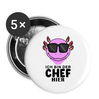 cooler Axolotl Chef Spruch - Buttons groß 56 mm (5er Pack) - Weiß - Vorne