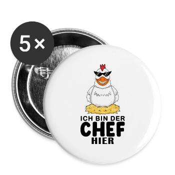 cooles Huhn Chef Spruch - Buttons groß 56 mm (5er Pack) - Weiß - Vorne