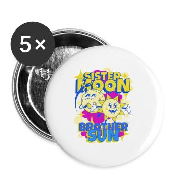 Sister Moon Brother Sun - Buttons large 2.2''/56 mm (5-pack) - white - Front