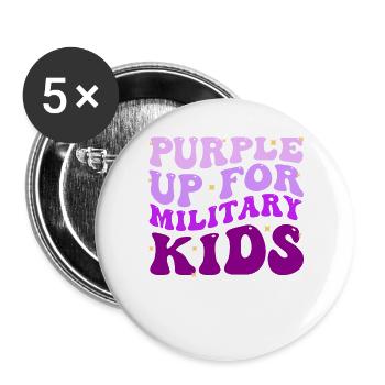 Groovy Purple Up For Military Child Month The Mili - Buttons groß 56 mm (5er Pack) - Weiß - Vorne
