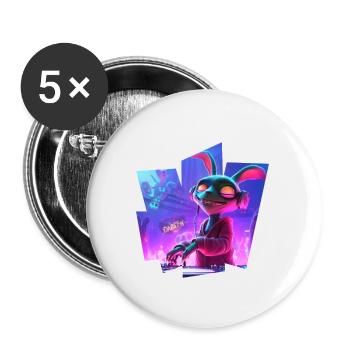 Rabbit Dj - Buttons groß 56 mm (5er Pack) - Weiß - Vorne
